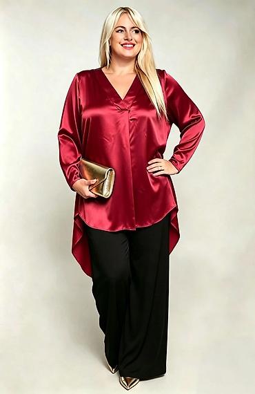 saten bluze: Svilena bluza sa V-izrezom za plus-size dame 2100din Velicine do xxl — 7