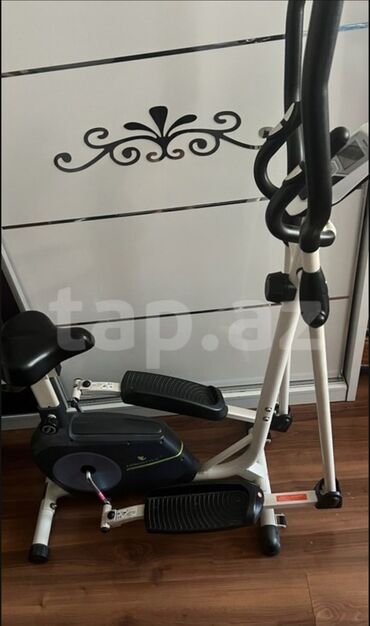 Elektrik nəqliyyatı: Elliptik trenajor (velosiped + stepper kombinasiya) - Korpus: ağ və