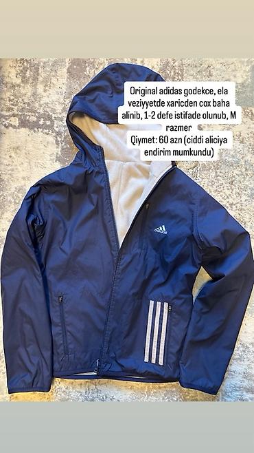 Adidas gödəkçə – orijinal model, M razmer. - Rəng: tünd mavi (xarici