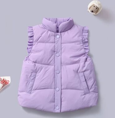 шуба желет: Детский пуховый жилет, лавандовый цвет - Теплый стеганый жилет без