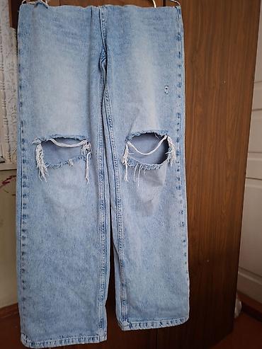 dsq şalvar: Unisex cins şalvar – açıq mavi, “stonewash” effektli klassik denim. - — 2