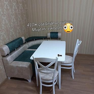 metbex divanlari ve qiymetleri: Mətbəx üçün künc dəsti - Komplekt: künc divanı, yemək masası və 2 — 1