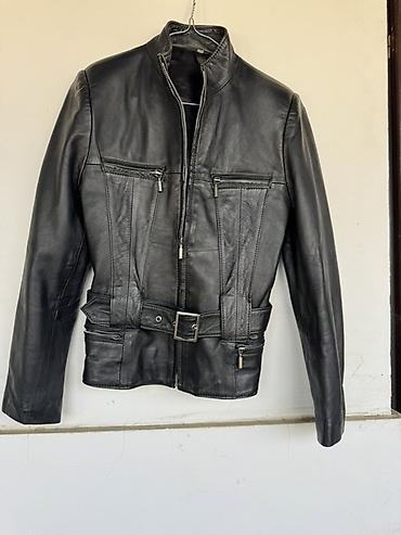 Muška odeća: Kožna jakna – crna, biker stil - Materijal: prava koža, glatka — 1