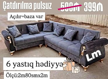 Sifarişlə mebel: Künc divan, Qonaq otağı üçün, Parça, Bazalı, Açılan, Kitab — 1