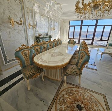 Masa və oturacaq dəstləri: Qonaq otağı üçün, Yeni, Açılan, Dördbucaq masa, 6 stul — 8