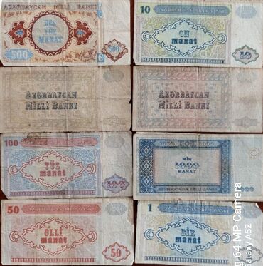 Əskinaslar: Kolleksiya üçün köhnə banknotlar dəsti Tərkib: - Azərbaycan Milli — 8