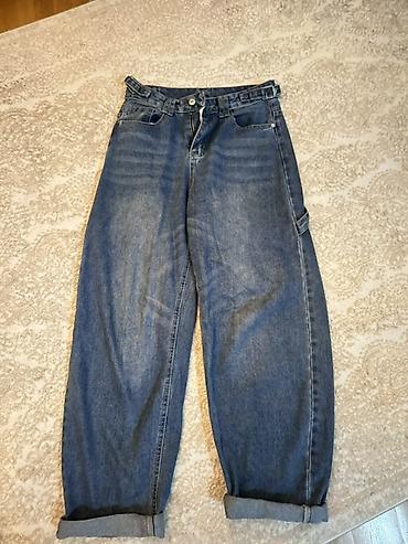 ic geyim: Geniş kəsimli mavi cins şalvar - Klassik orta tünd mavi rəng, yüngül — 1