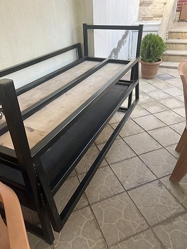 dairevi masa: Metall karkaslı bağ/qonaq masası və dəst stullar - Modern, düz xətli — 2