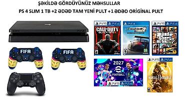 Playstation 4 slim.1 tb yaddaş.Original 1 ədəd ideal vəziyyətdə pult+ — 1