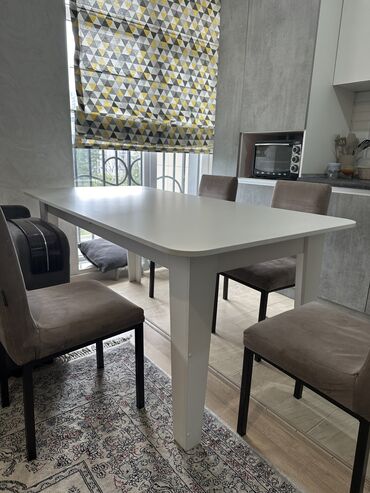 румыния мебель: Кухонный Стол, цвет - Белый, Б/у