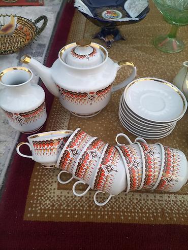 gozel resm sekilleri: Çay dəsti, rəng - Ağ, Farfor — 1