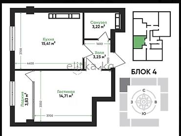 санузель: 2 комнаты, 72 м², Элитка, 9 этаж, ПСО (под самоотделку) — 2