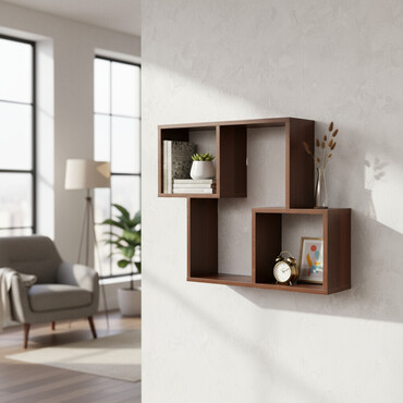 полки для стены: Полка навесная P003 (Орех Итальянский) Миниатюрная и стильная