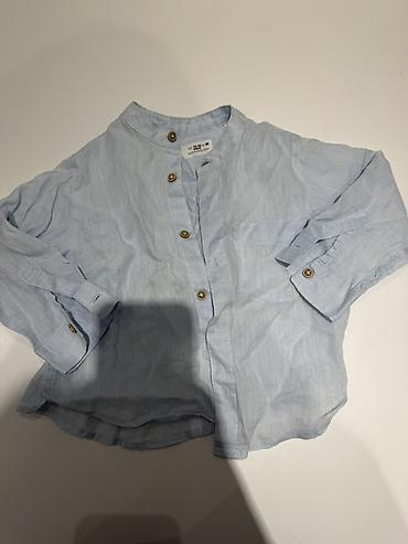 Детская одежда и обувь: Uşaq köynəyi – 12-18 ay (boy: 86 sm) - Rəng: açıq mavi - Material — 1