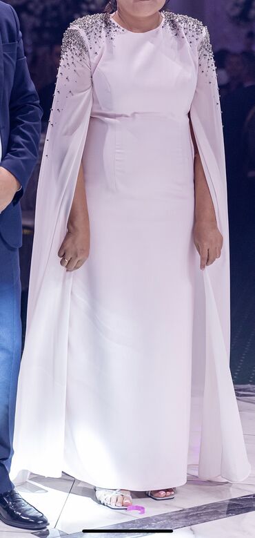 длинное прямое платье: Вечернее платье, Классическое, Длинная модель, С рукавами, L (EU 40), XL (EU 42)