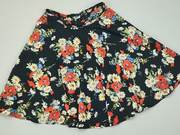 czarne spódnice w czerwone kwiaty: Spódnica, XS, stan - Dobry