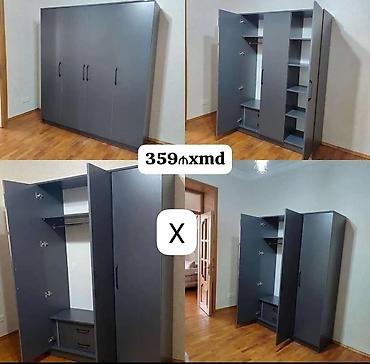 dolab ofis: Dörd qapılı geyim dolabı - Rəng: tünd boz (mat) - Material — 1