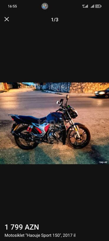 Motosikletlər: Haojue - Hj, 150 sm3, 2014 il, 1780 km