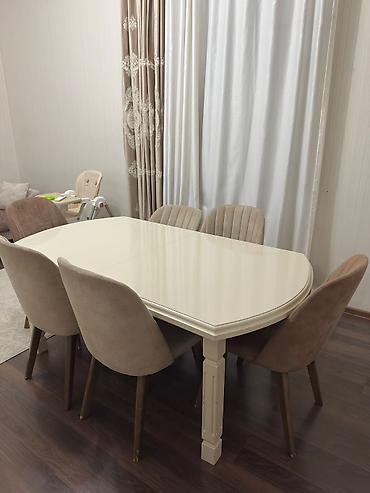 Qonaq otağı üçün, İşlənmiş, Açılan, Oval masa, 6 stul