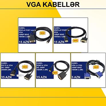 kompüter barter: VGA kabellər ⭐Display Port to VGA 1,8m 1080P 60HZ – 15 AZN ⭐Display — 1