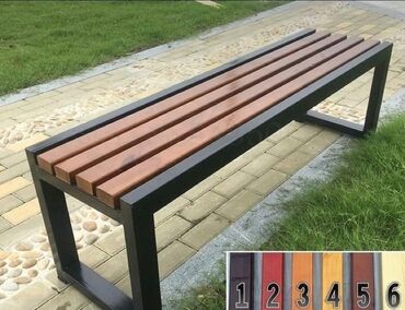 Skameykalar, lavoçkalar: Metall karkaslı skamya - Dizayn: Düz xəttli, arxalıqsız, 4 taxtalı — 32