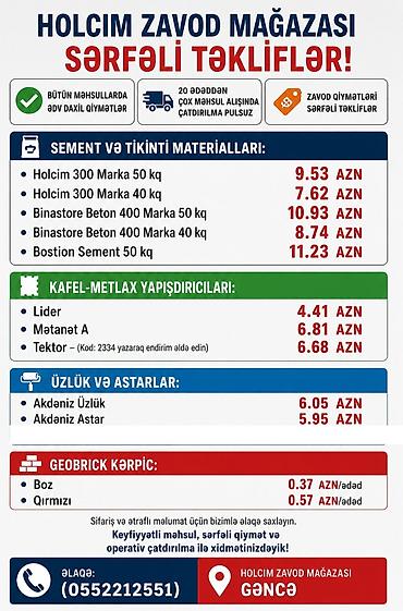 paltar qurutma: HOLCIM Zavod Mağazası – Gəncə Tikinti və təmir üçün sement — 1