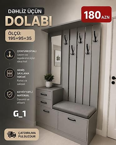 тумба для белья: Dəhliz üçün dolab – çoxfunksiyalı təşkilat sistemi Ölçü: 195 × 95 × — 1