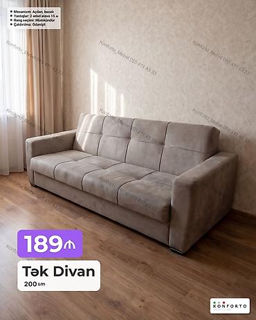 Tək divan – 200 sm - Mexanizm: açılan, bazalı (yataq funksiyalı və lalafo.az -da Tək divan – 200 sm - Mexanizm: açılan, bazalı (yataq funksiyalı və