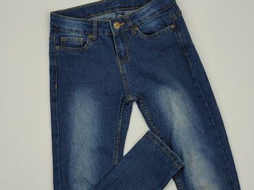 jeansy z wysokim stanem wyprzedaż: Spodnie jeansowe, 11 lat, 146, stan - Dobry
