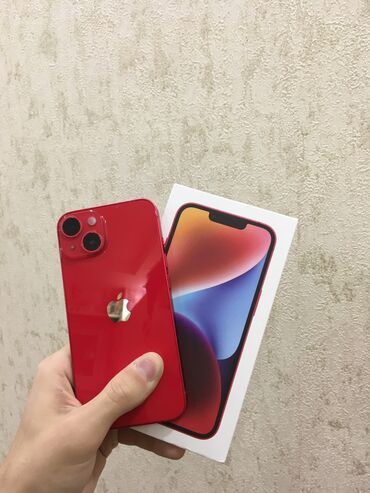 Apple iPhone: IPhone 14, 128 GB, Qırmızı, Zəmanət, Simsiz şarj, Face ID