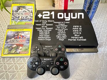 joystick playstation: PS3 Slim 320 gb 23 oyun 2 joystick. Konsolun veziyyeti eladir