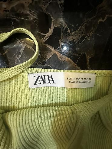 Futbolka və maykalar: ZARA qadın topu - Model: Ripli trikotaj crop-top - Rəng: Açıq yaşıl — 3