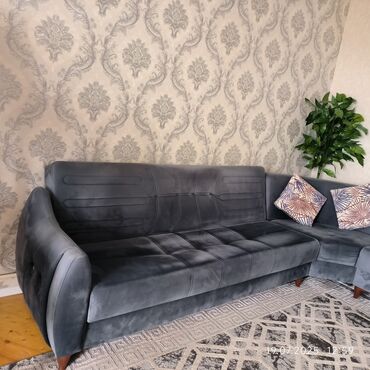 Divanlar: Künc divan, İşlənmiş, Açılan, Bazalı, Vеlur parça, Çatdırılma yoxdur — 8