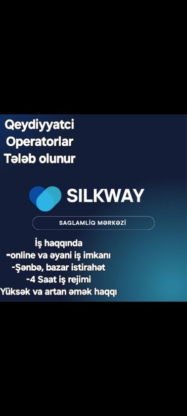 bağban işi vakansiya: Saglamlig merkeze operator işciler teleb olunur mas 500 m+ bonuslar