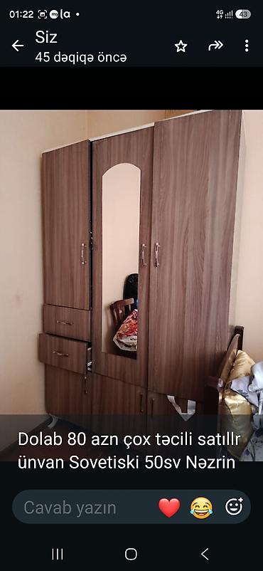 işlənmiş stol və stullar: Dolab 80 azn çox təcili satıllr ünvan Sovetiski 50sv Nəzrin — 1
