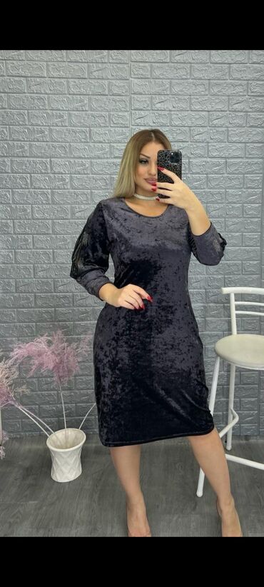 Kokteyl donlar: Qadin ziyafet geyimleri donlari Boyuk beden 50,52,54,56,58,60 razmer — 3