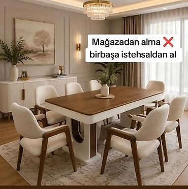 cilciraq lar: Mətbəx üçün, Yeni, Açılmayan, Dördbucaq masa, 6 stul — 1