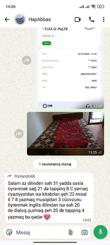 Taxta çarpayı – iki nəfərlik - Material: massiv taxta karkas
