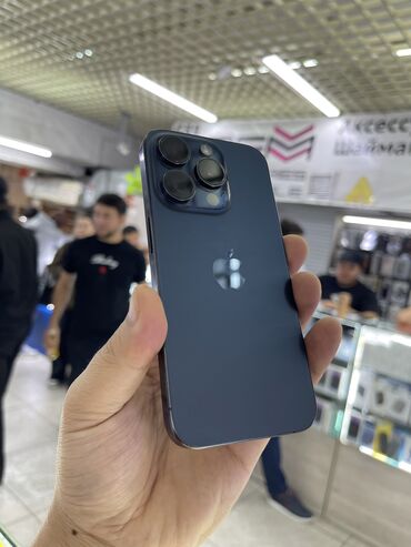 цены на бу айфоны: IPhone 15 Pro, Колдонулган, 256 ГБ, Blue Titanium, Заряддоочу түзүлүш, Коргоочу айнек, Каптама, 86 %