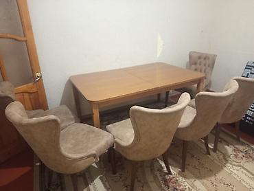yığılıb açılan stol: Masa dəsti satılır təcili. Qiymət 249azn. Masa açılır, oturacqlar — 1