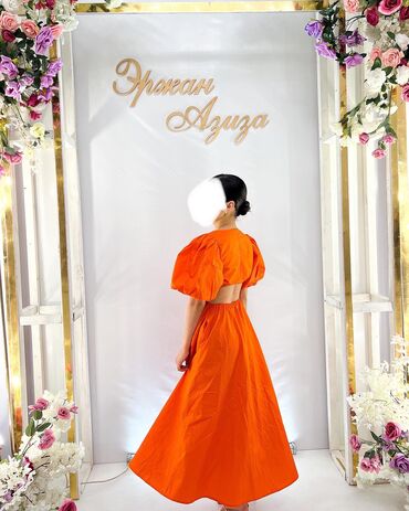 оранжевое платье: Вечернее платье, Хлопок