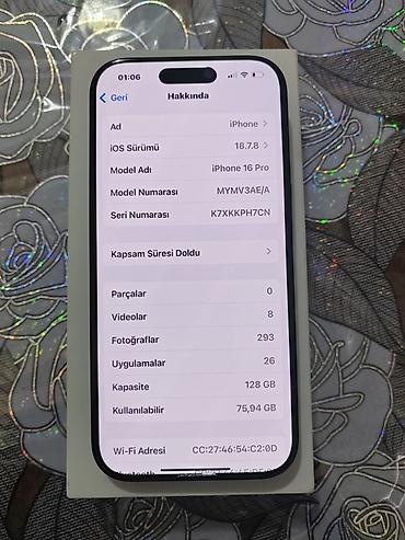 iphone airpods: IPhone 16 Pro, 128 GB, Black Titanium, Face ID, Sənədlərlə, Barmaq izi — 8