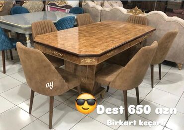 стеклянный обеденный стол: Qonaq otağı üçün, Yeni, 6 stul