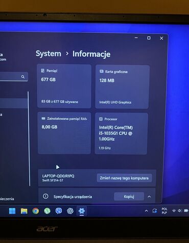 Acer: İşlənmiş Acer Swift, 14 ", Intel Core i5, 512 GB, Ünvandan götürmə, Ödənişli çatdırılma, Rayonlara çatdırılma — 12