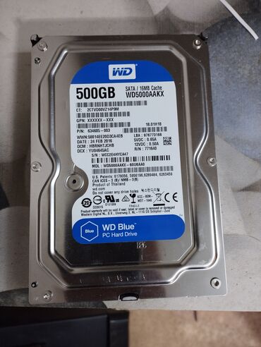 hard disk baku: 3 ədəd 500 gb/ 1 ədəd 1 tb hard disk hamısı 100 % sağlamdır.500 gb bir