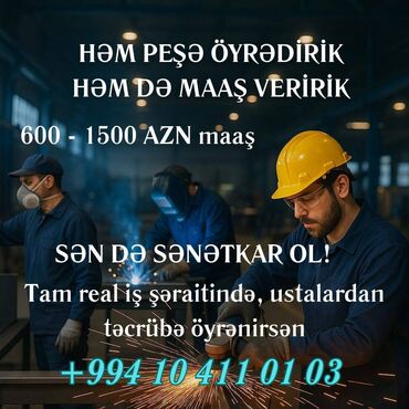 ищу работу маляром: Fəhlə tələb olunur, Təcrübəsiz, 1/1, Aylıq ödəniş