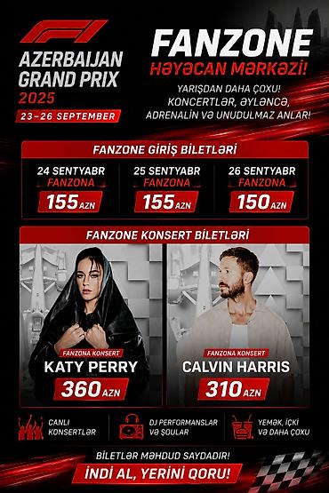 Туризм: 🏎️ FORMULA 1 AZƏRBAYCAN QRAN PRİSİ — BAKI 🇦🇿 🔥 ENDİRİMLİ F1 BİLETLƏRİ — 2