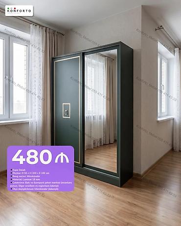 skaflar: Düz dolab, Yataq otağı üçün, Paltar üçün, Kupe, Korpuslu, 2 qapılı — 1