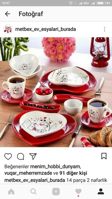 arenda servis: Türkiyə istehsalı olan 2 nəfərlik aşk seti