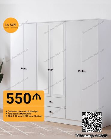 mdf metbex mebelleri: Yeni, Açılan, 6 qapı Düz dolab, Qarderob, paltar dolabı, Azərbaycan
